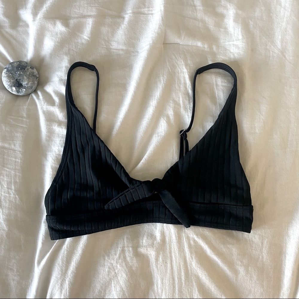 Tillys Super Rib Tie Front Bikini Top